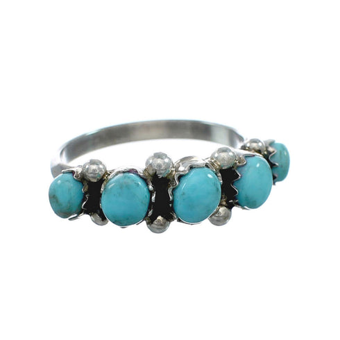 Genuine Sterling Silver Zuni Turquoise Ring Size 5-1/4 X10612